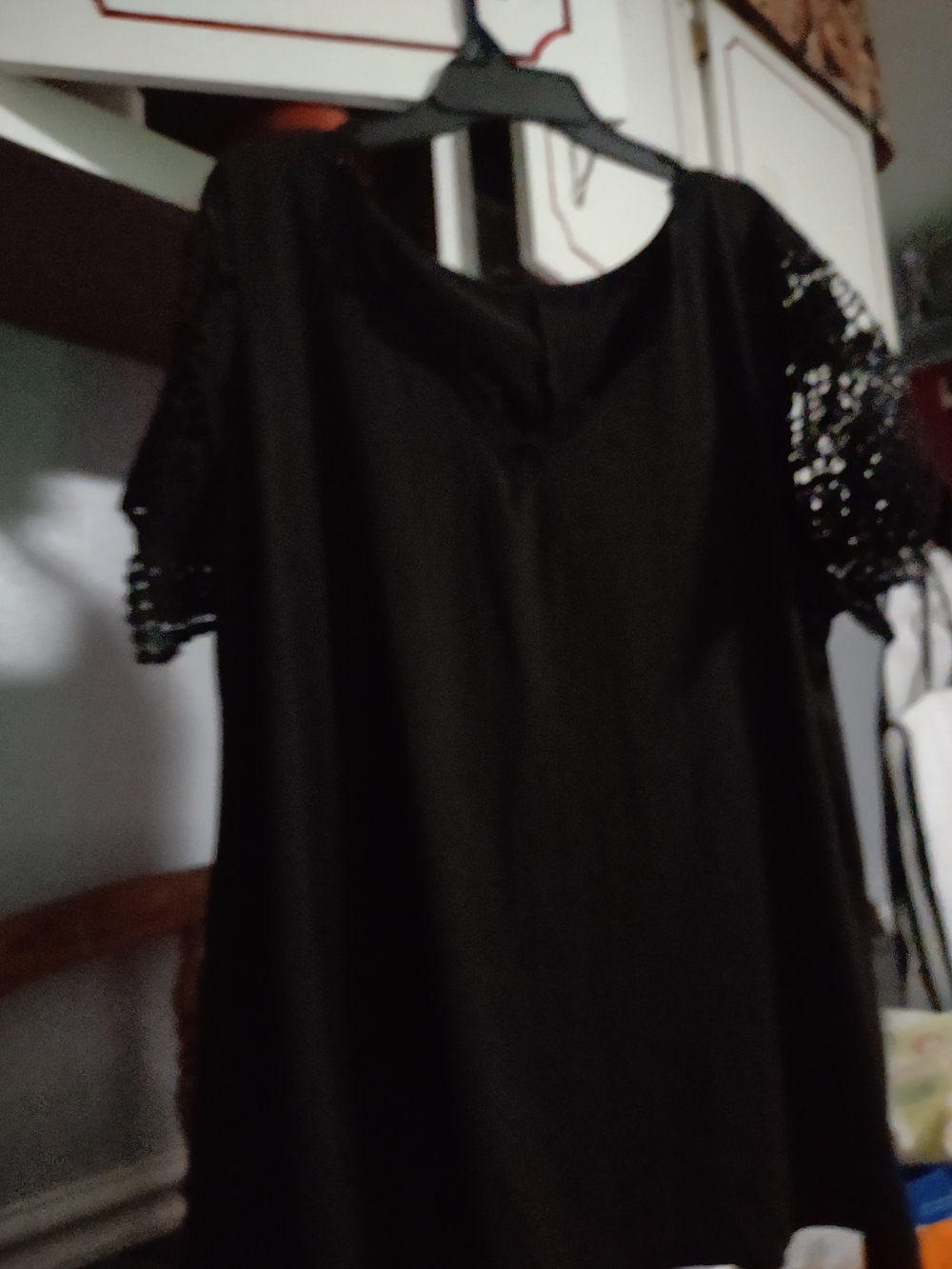 Women’s Black Crochet Sleeve Top - Picture 2 of 8
